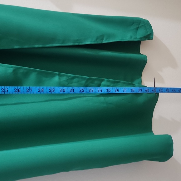 Forever 21 Green ruched Vneck High Split Dress Size S - Picture 11 of 16